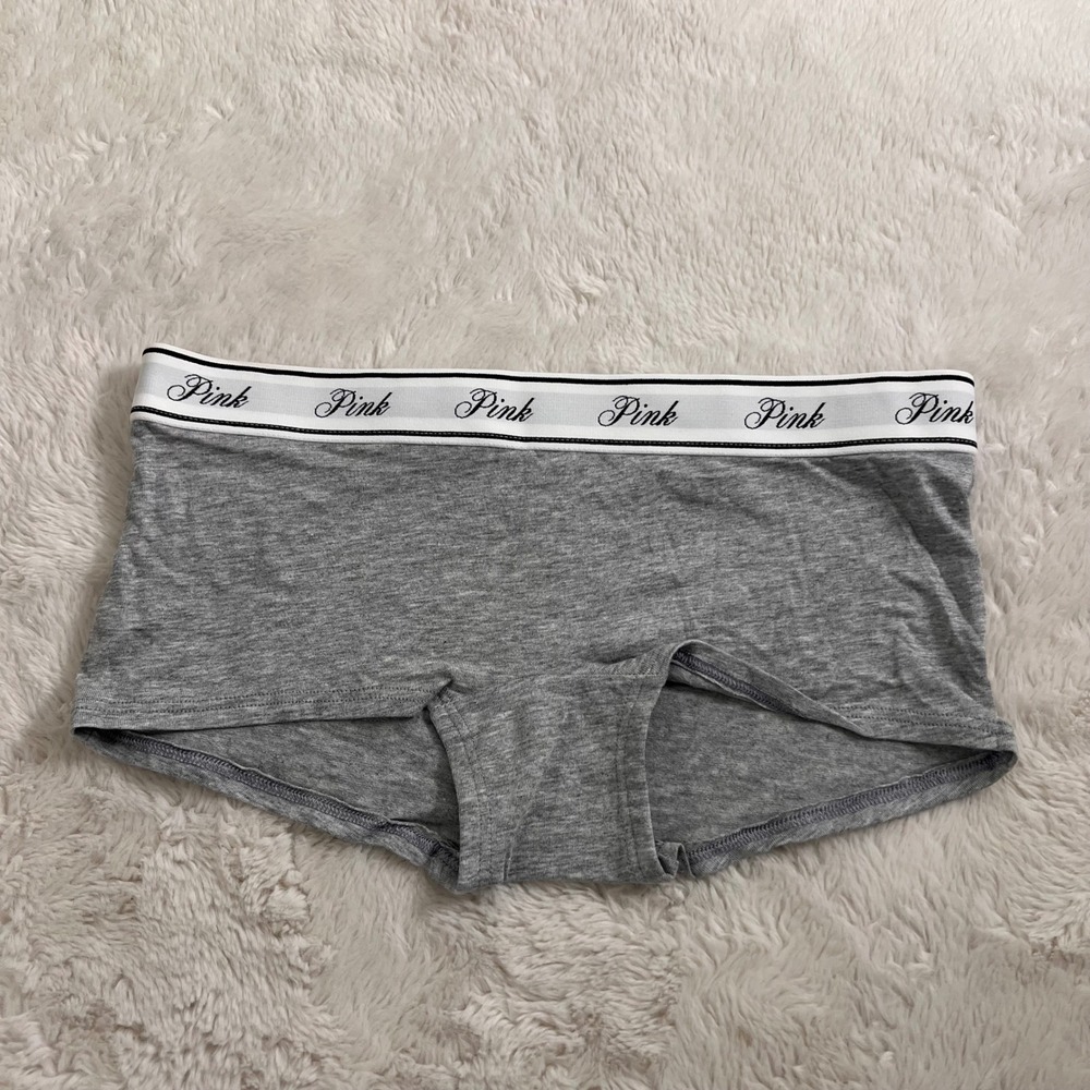 Victoria's Secret PINK Shortie Underwear Heather Gray Logo Waistband XS NEW Soft